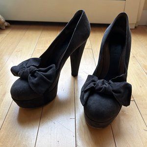 MARNI High Heel Suede Bow Pumps - Sz 40